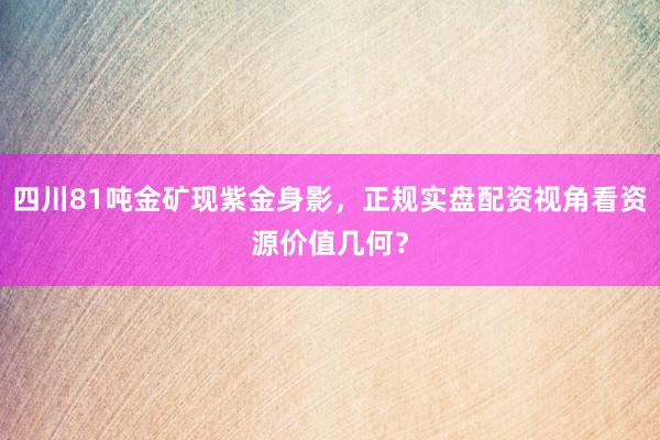 四川81吨金矿现紫金身影，正规实盘配资视角看资源价值几何？
