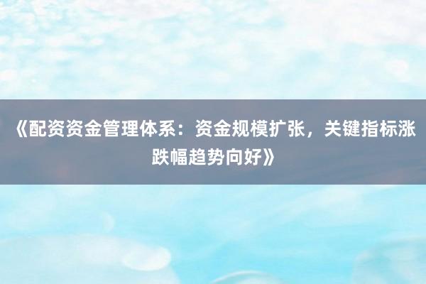 《配资资金管理体系：资金规模扩张，关键指标涨跌幅趋势向好》