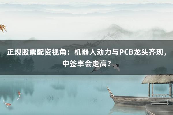 正规股票配资视角：机器人动力与PCB龙头齐现，中签率会走高？